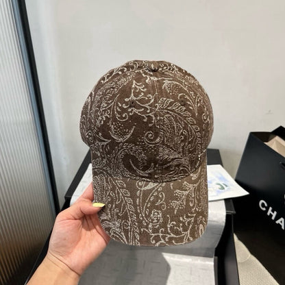 Paisley Pattern Distressed Denim Baseball Cap
