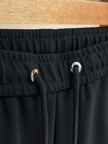 Color‑Block Side Tape Badge Straight Pants