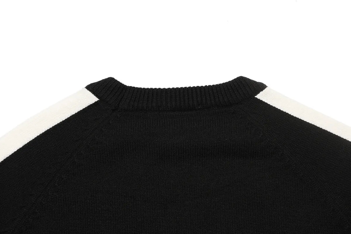 Color Block Crew Neck Knit Sweater