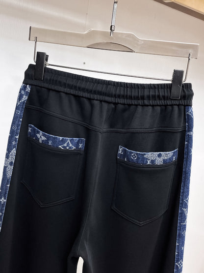 Denim Monogram Side Panel Spliced sweatpants