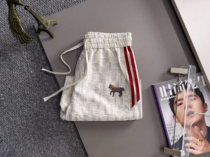 Horse Embroidery Side Stripe Shorts