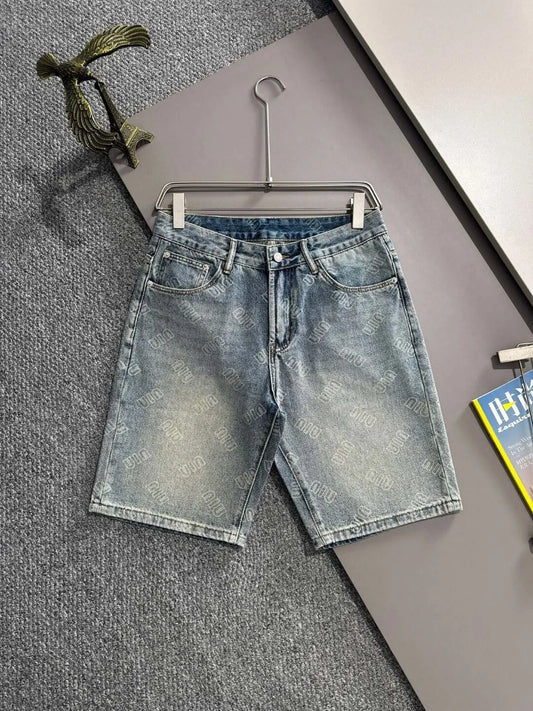 All‑Over Printed Vintage Denim Shorts