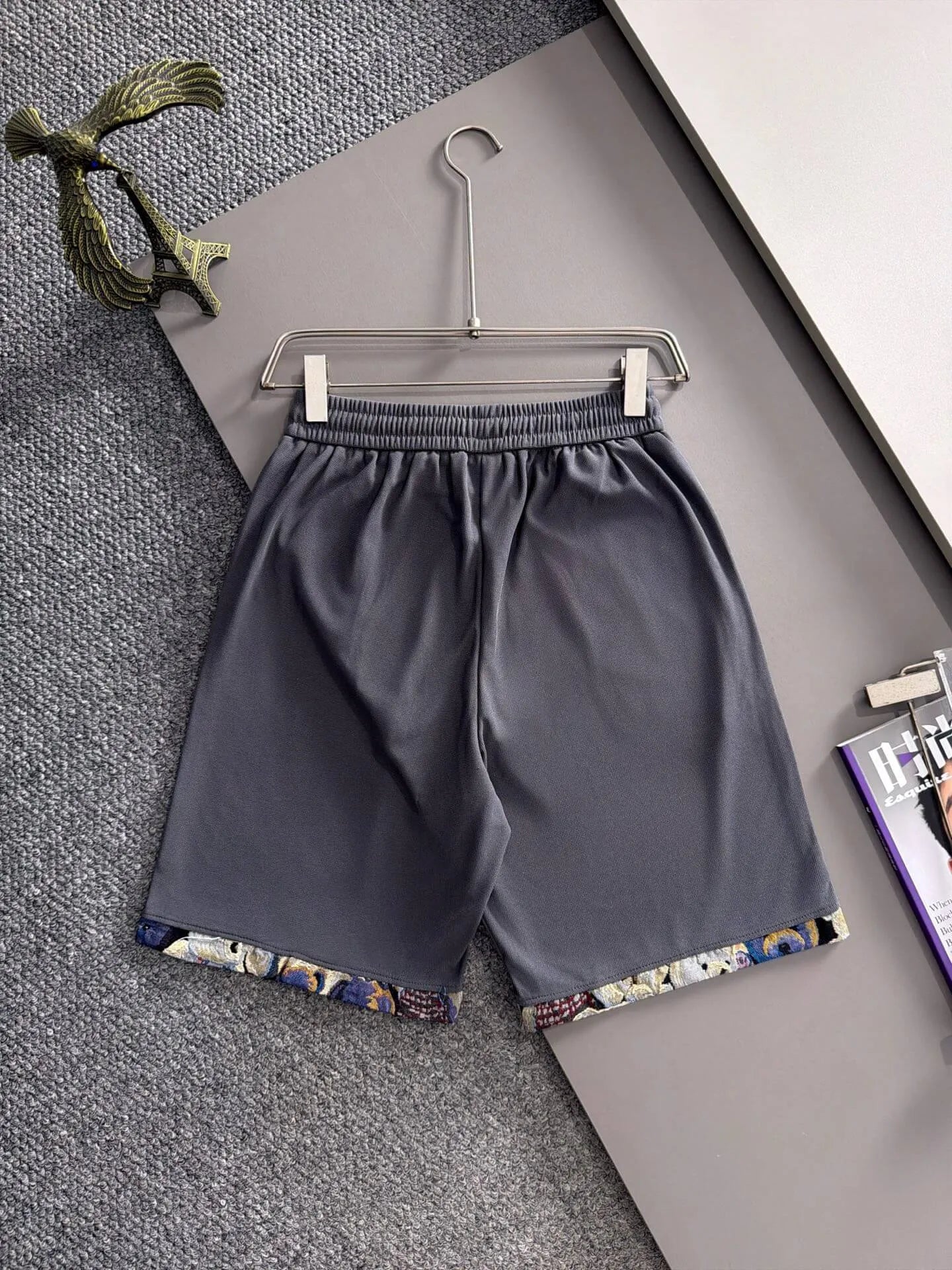 Braided Drawstring Printed Cuff Shorts