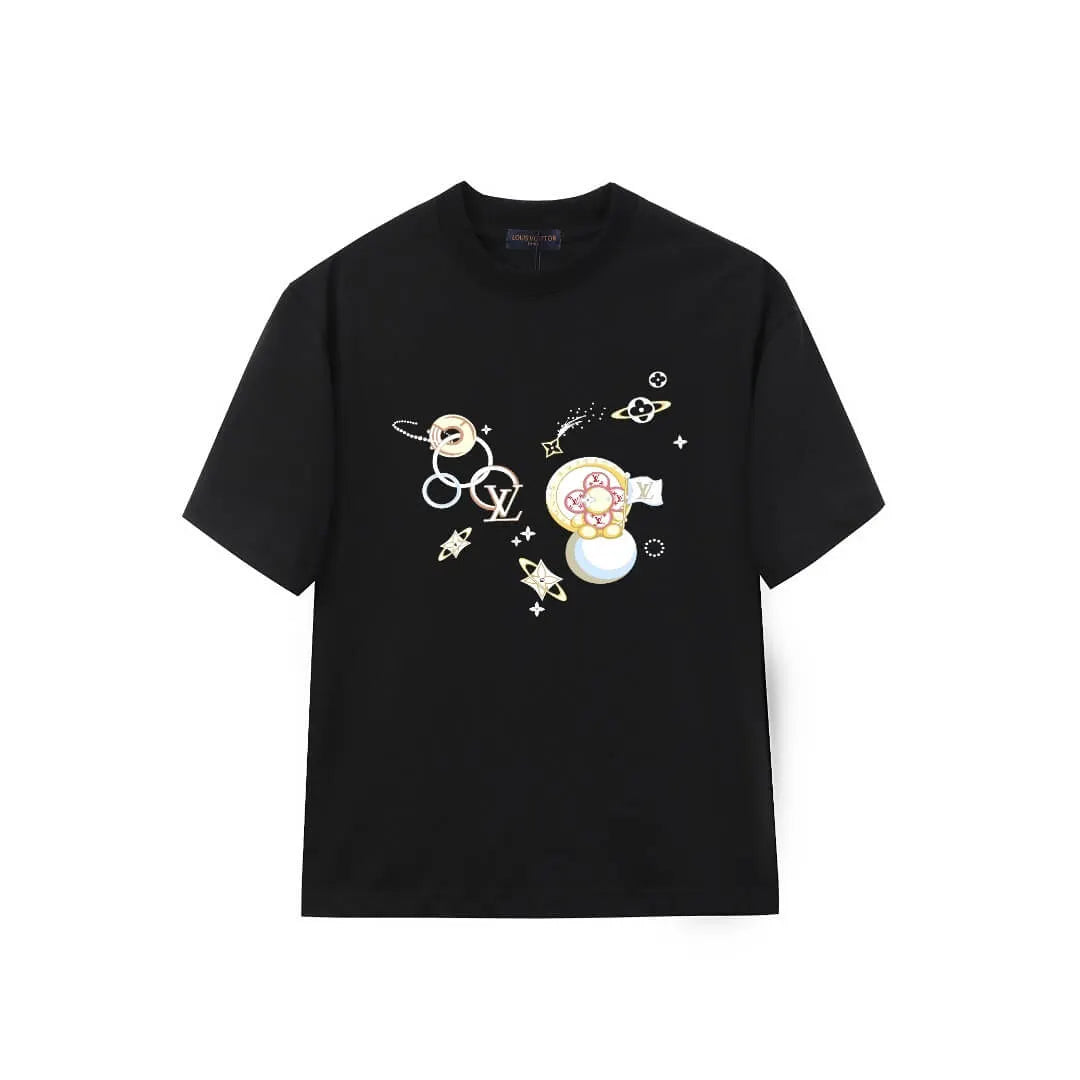 Cosmic Planet Cartoon Print T-Shirt