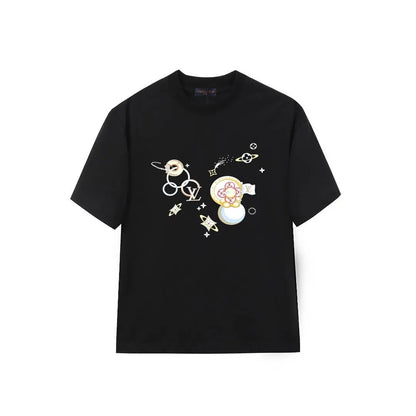 Cosmic Planet Cartoon Print T-Shirt