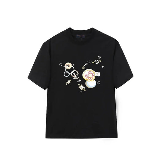 Cosmic Planet Cartoon Print T-Shirt