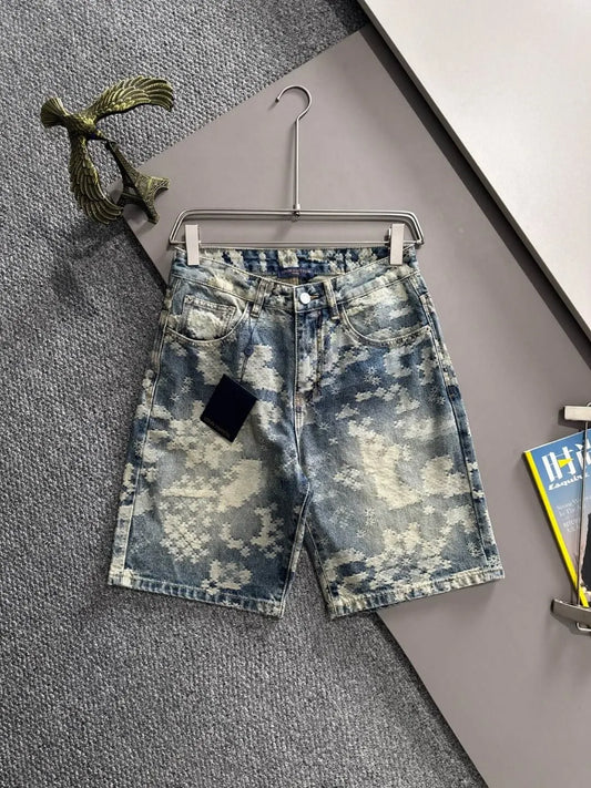 Camouflage Jacquard Denim Shorts