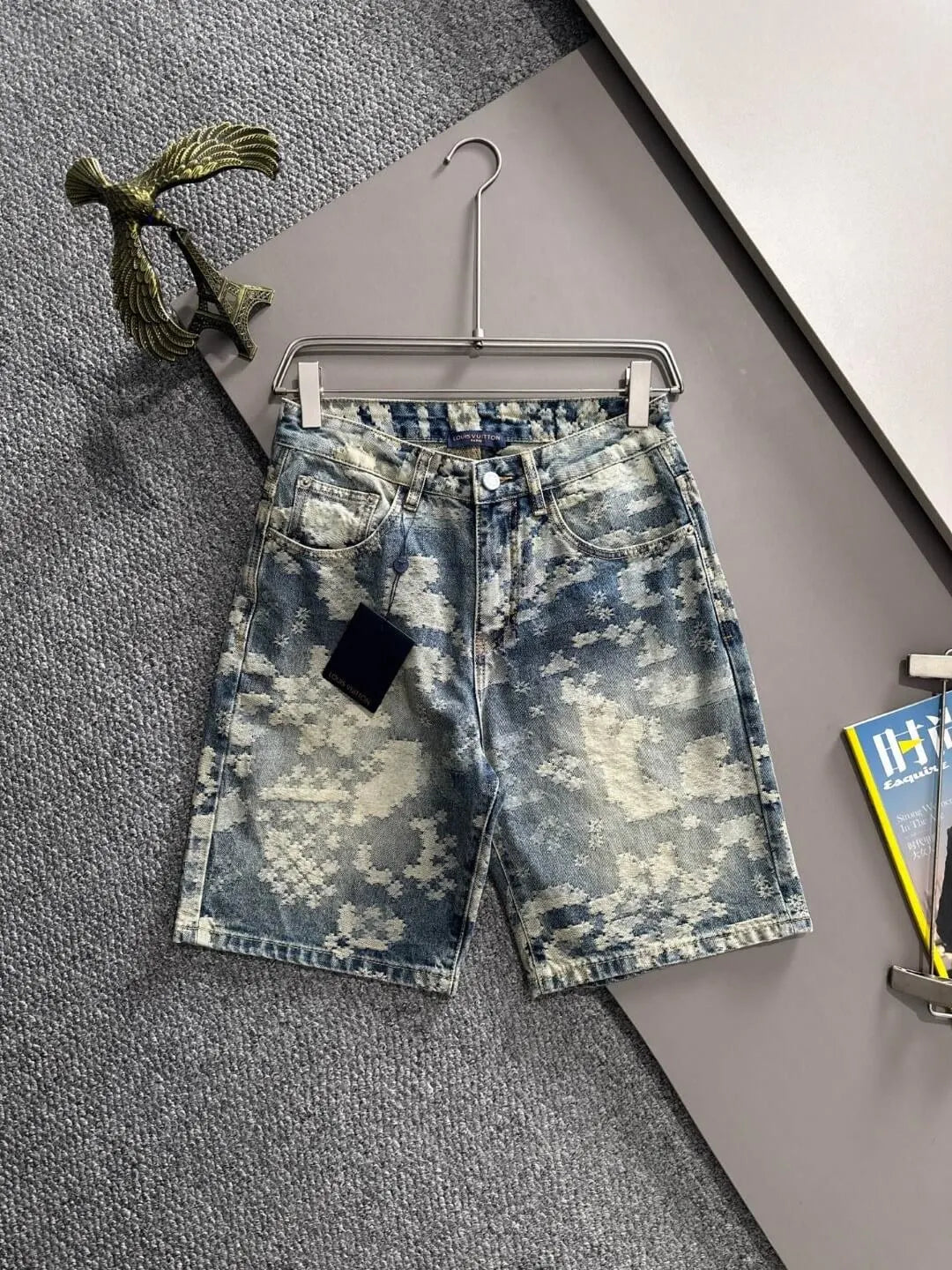Camouflage Jacquard Denim Shorts