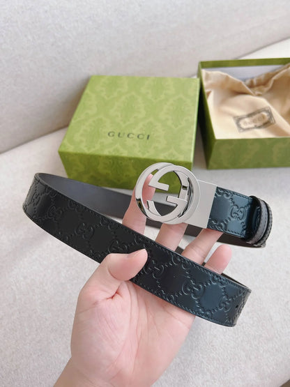 Classic Embossed Calfskin Leather Belt