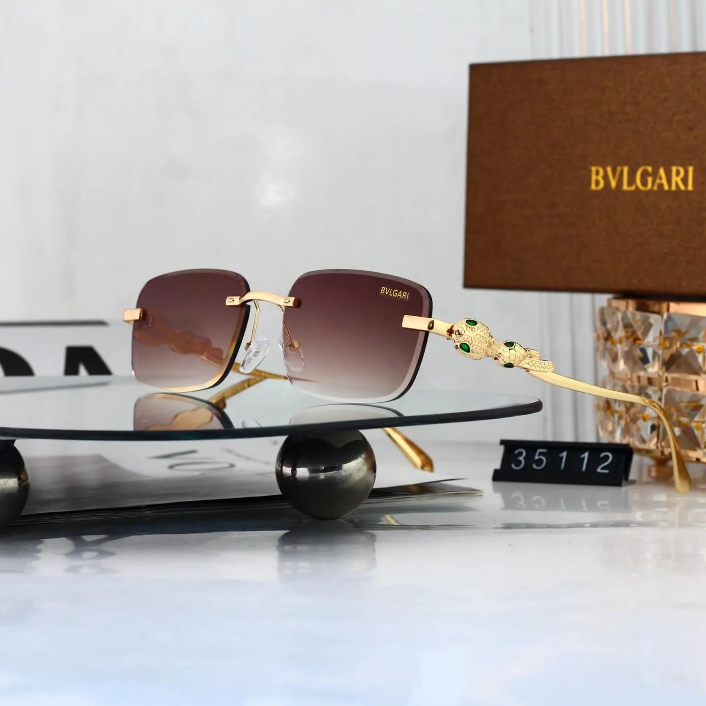 Business Rimless Rectangular Sunglasses