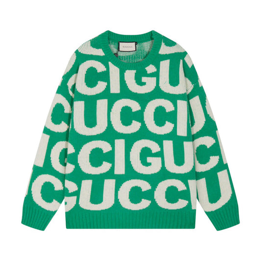 Letter Print Jacquard Sweater
