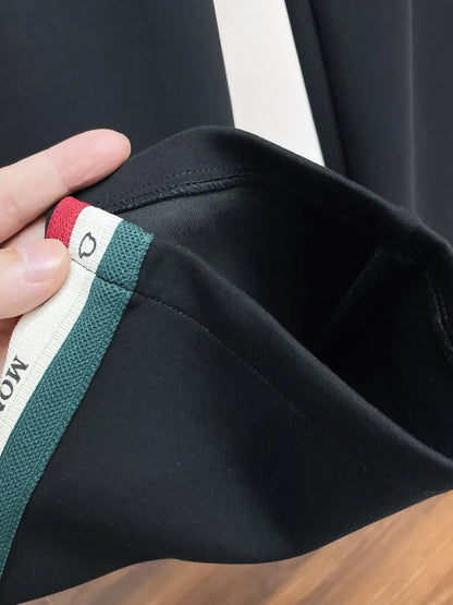 Color‑Block Side Tape Badge Straight Pants