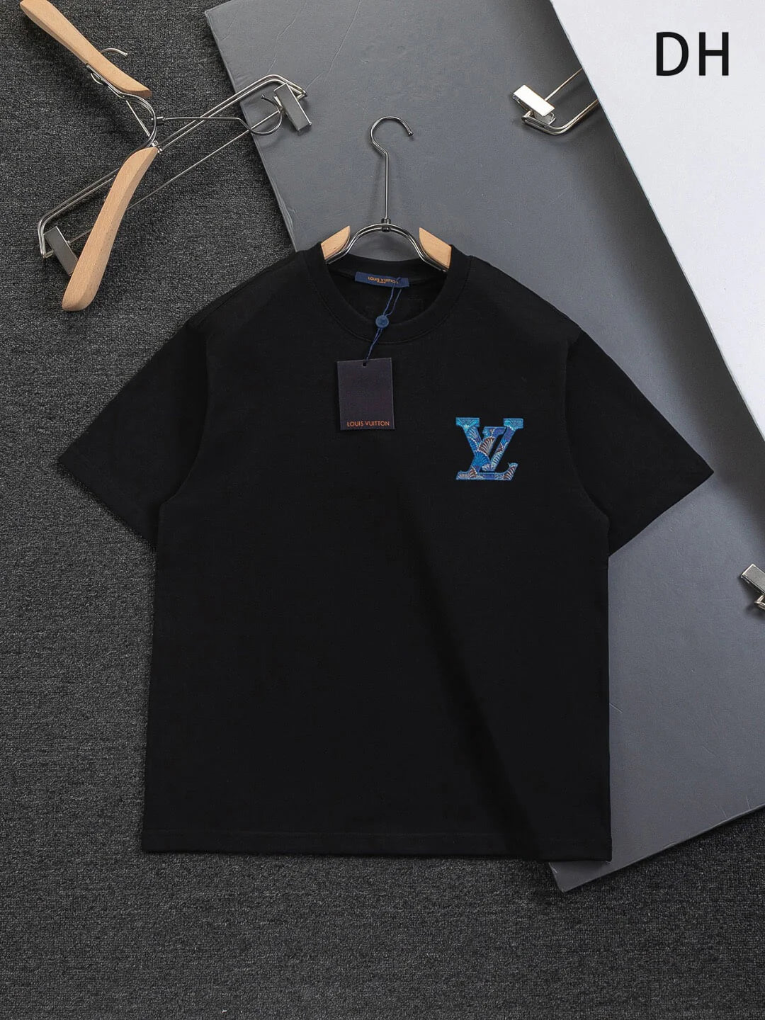 Blue Satin Embroidered T-Shirt