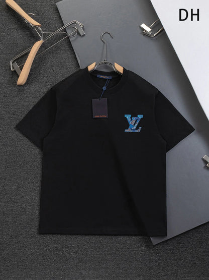 Blue Satin Embroidered T-Shirt