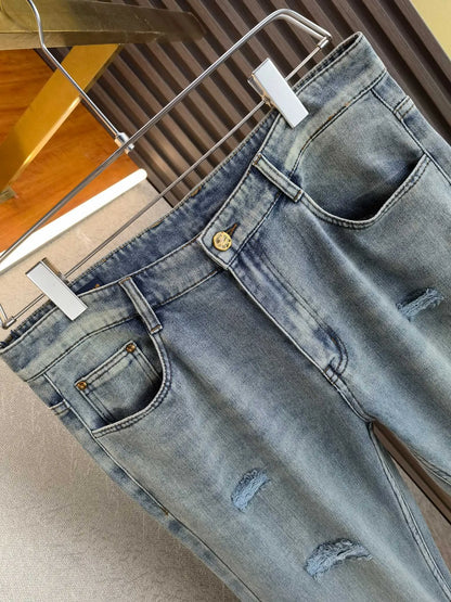 Checkerboard Yellow Emblem Jeans
