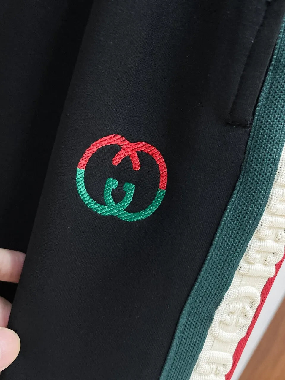 Embossed Side‑Stripe Embroidery Straight Pants