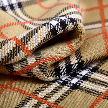 Twill Plaid Cotton‑Wool Blend Cardigan Jacket