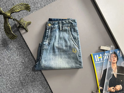 Embroidery Washed Denim Shorts