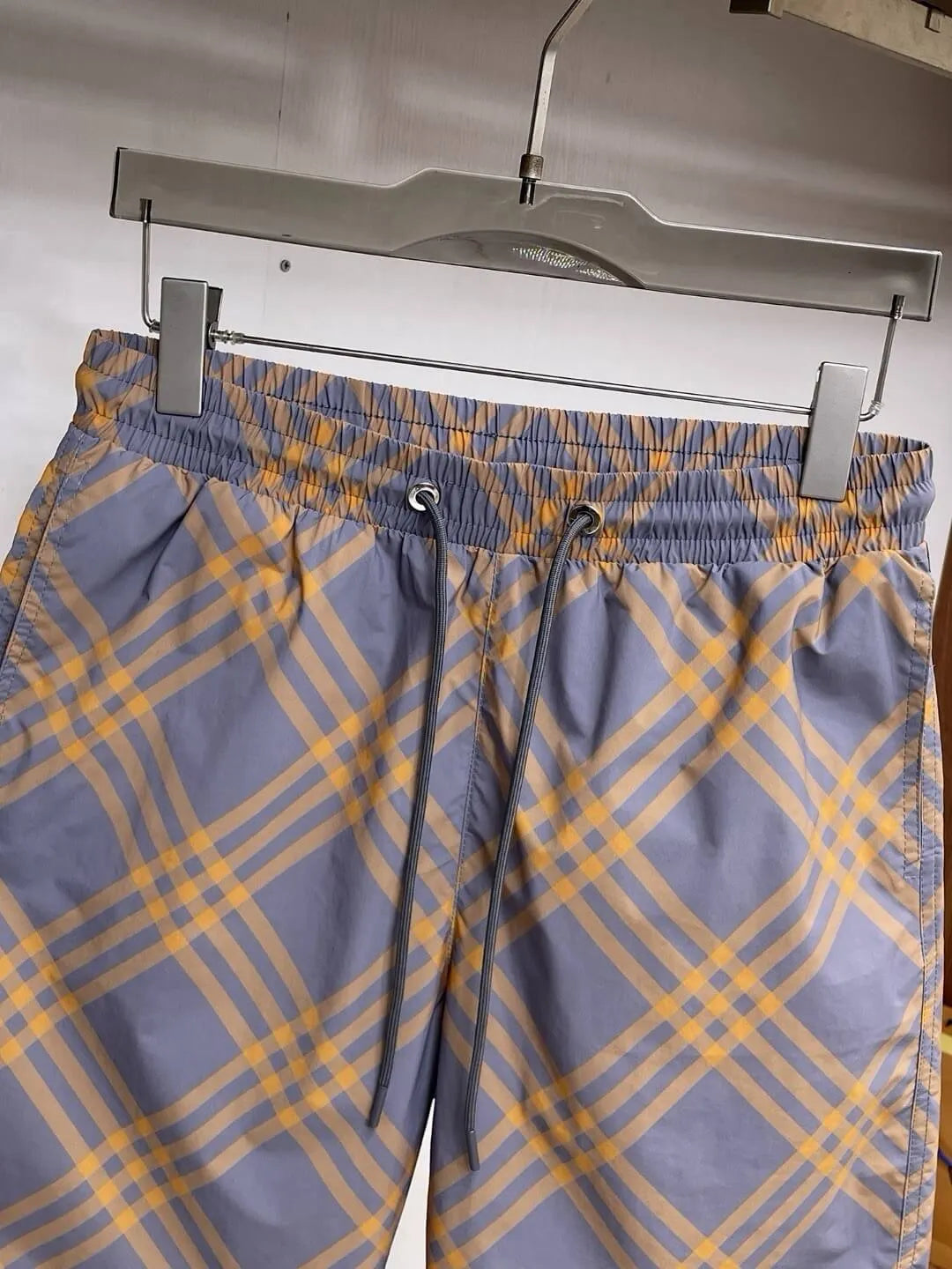 Diamond Plaid Drawstring Casual Shorts