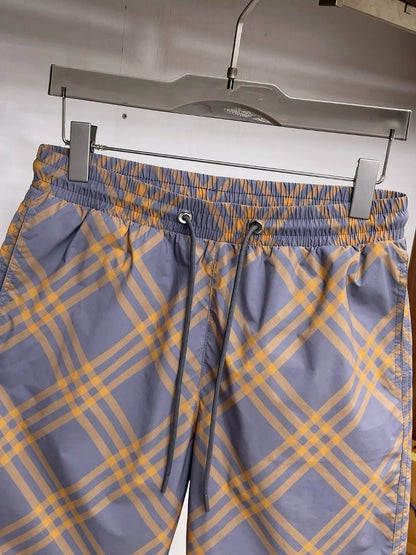 Diamond Plaid Drawstring Casual Shorts