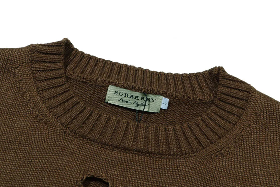 Distressed Hole Crewneck Sweater