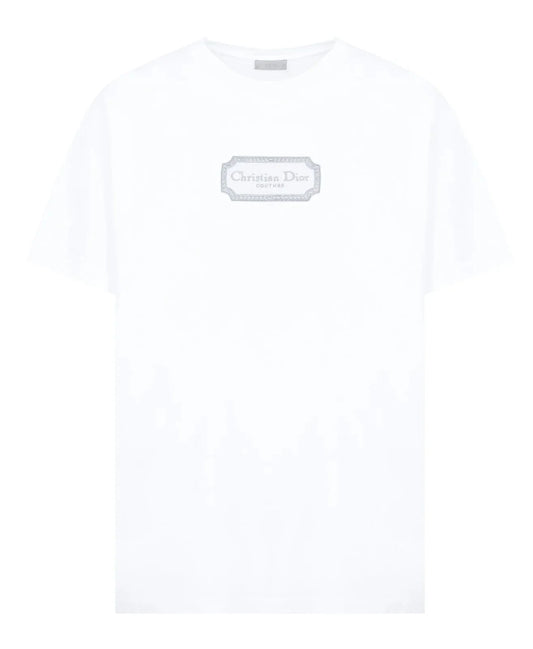 Rectangular Brand Print Crewneck T-Shirt