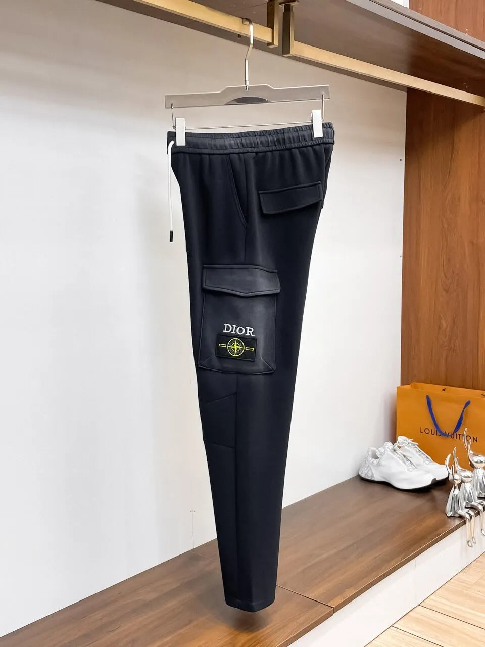 Patch‑Embroidered Cargo‑Style Pants