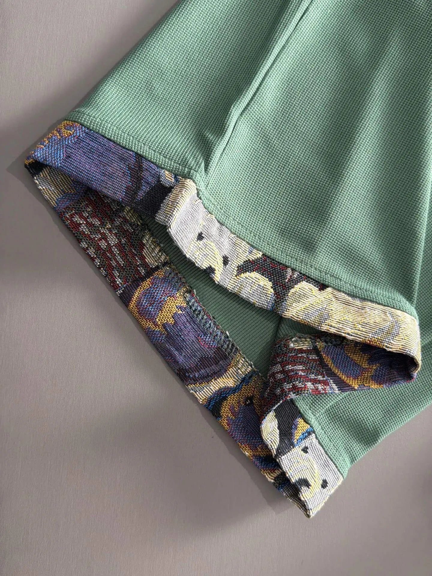 Braided Drawstring Printed Cuff Shorts