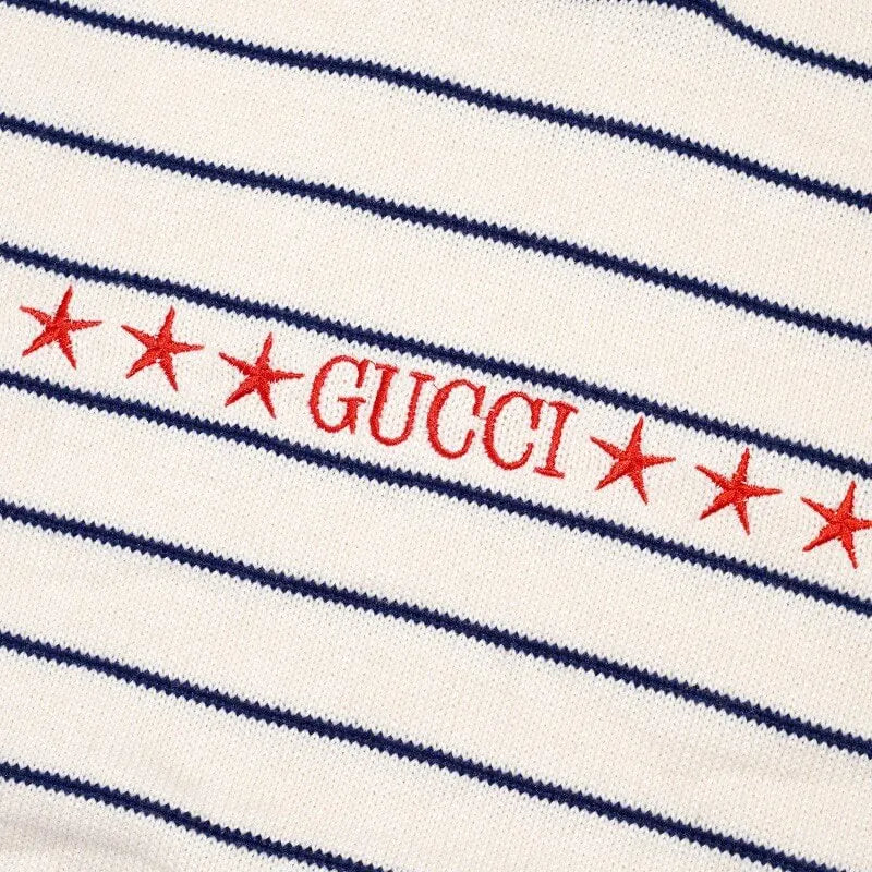 Star Embroidery Stripe Crewneck Sweater