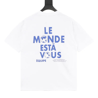 French Slogan Globe Back Print T-Shirt