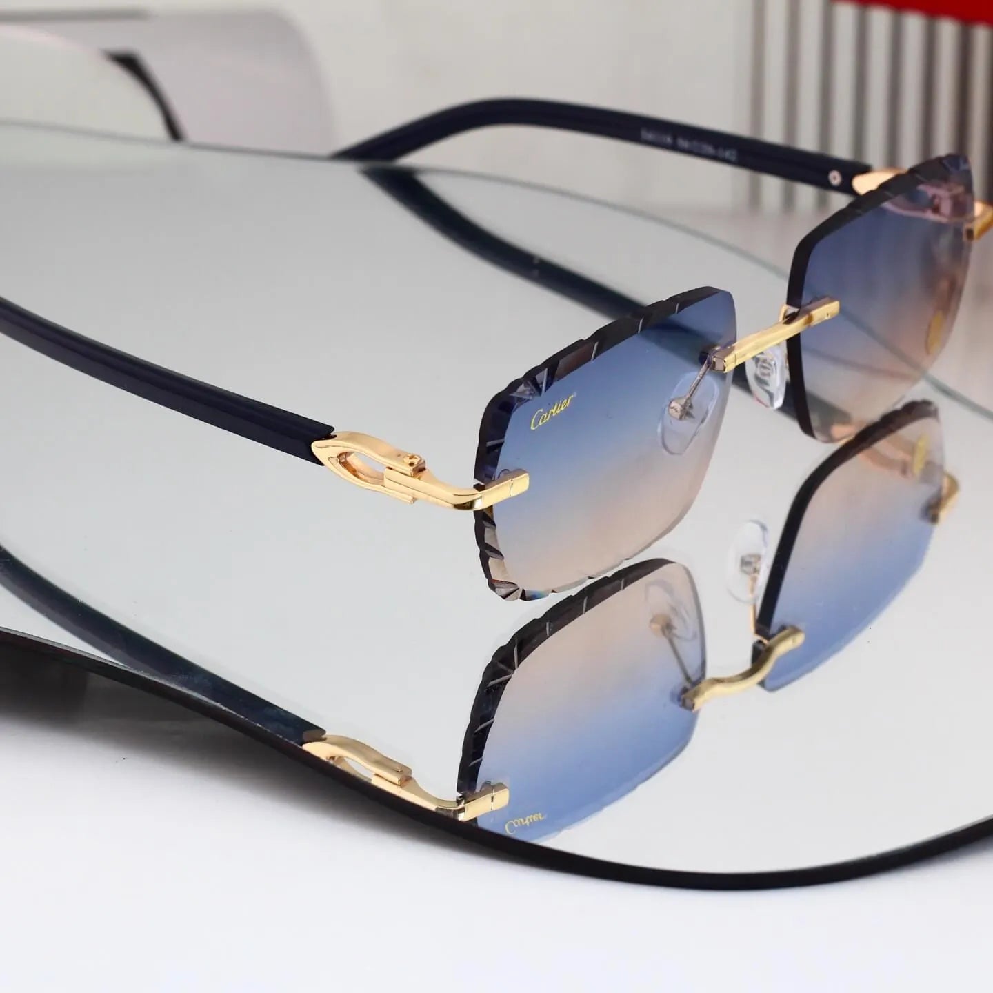 Scalloped Rimless Business Sunglasses