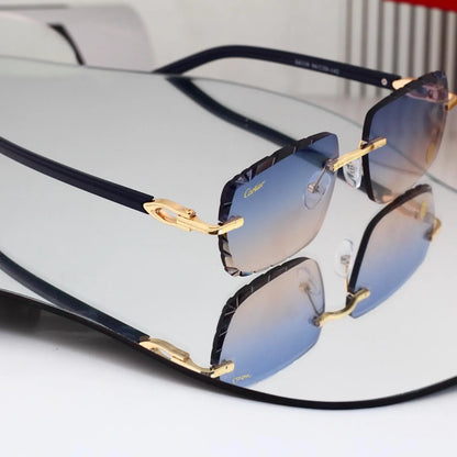 Scalloped Rimless Business Sunglasses