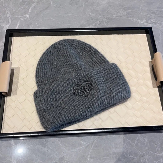 Heart Embroidered Knit Beanie