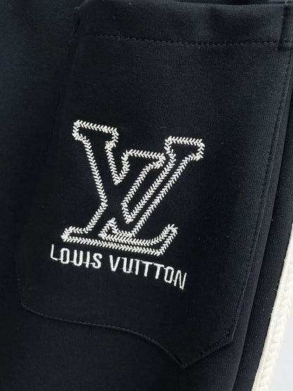 Side Stripe Letter Embroidered Straight Pants