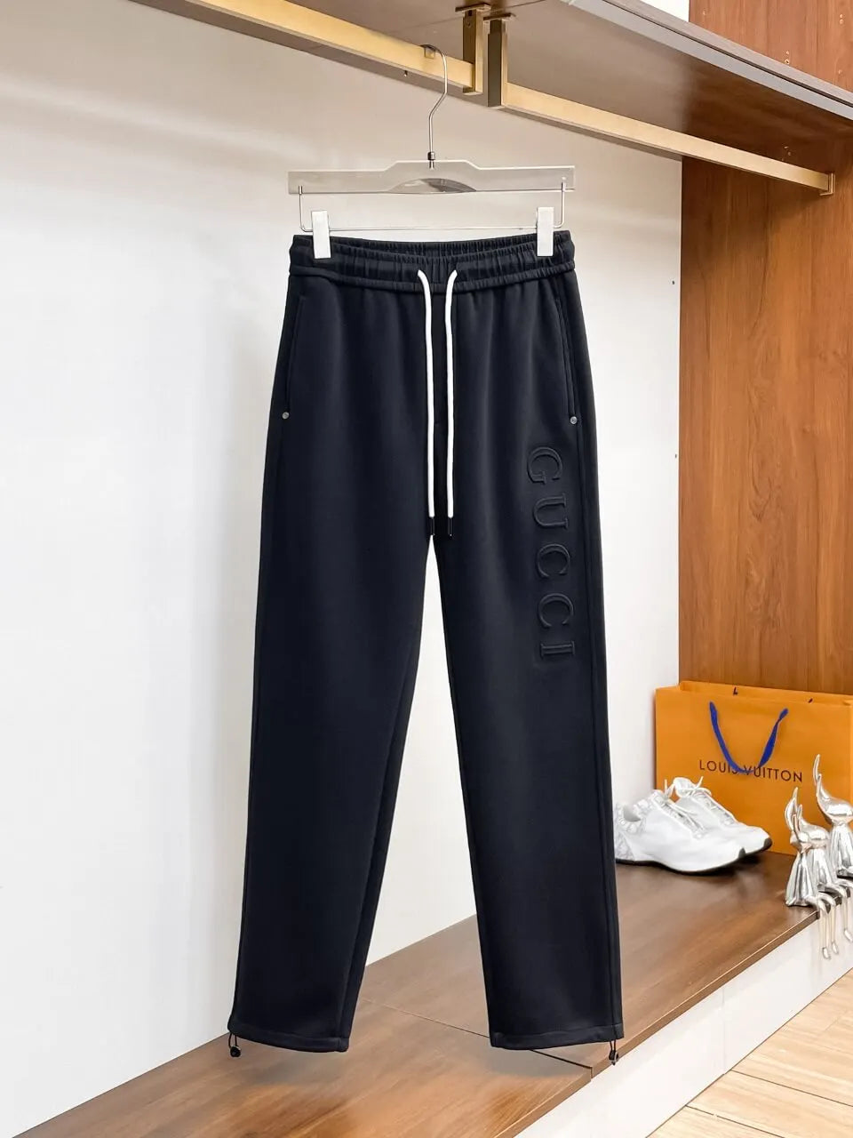 Side Embossed Drawstring‑Hem Pants