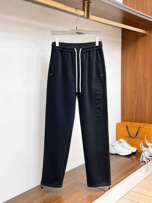 Side Embossed Drawstring‑Hem Pants