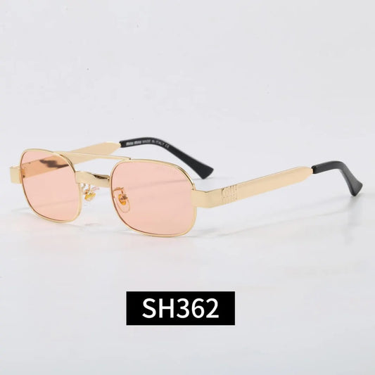Double Bridge Metal Rectangle Sunglasses
