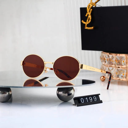 Retro Slim Metal Oval Sunglasses
