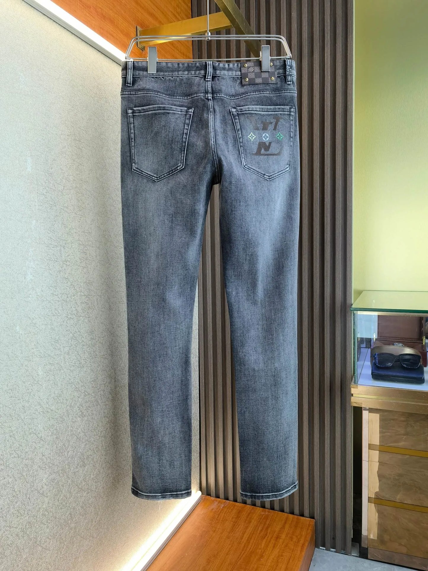 Checkerboard Brown Print Jeans