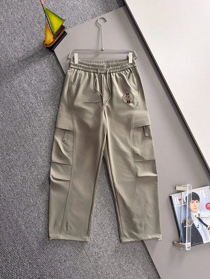 Badge Embroidery Multi-Pocket Cargo Pants