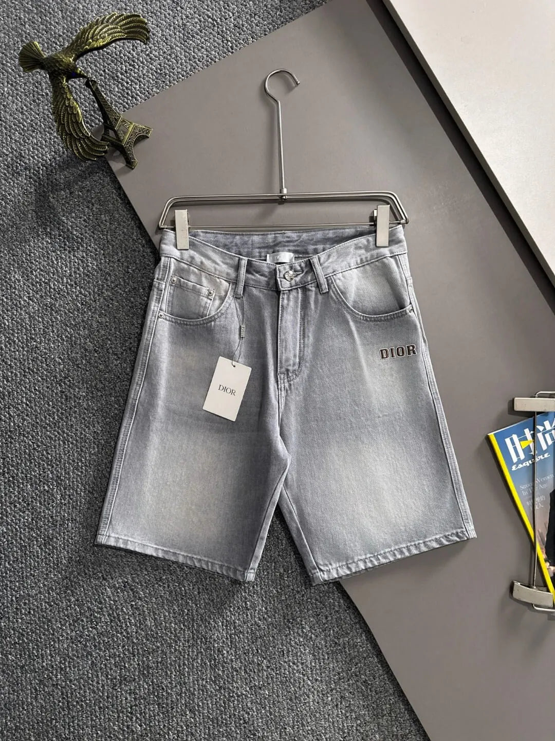 Embroidered   Washed Denim Shorts