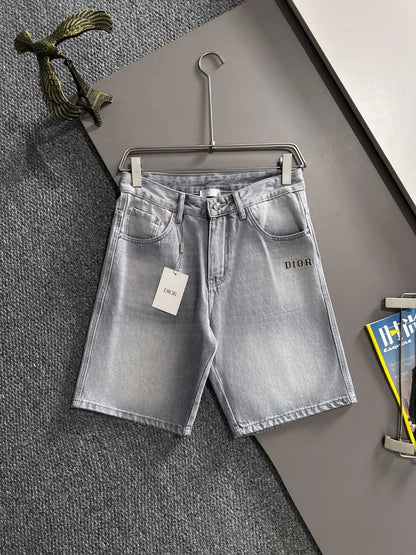 Embroidered   Washed Denim Shorts