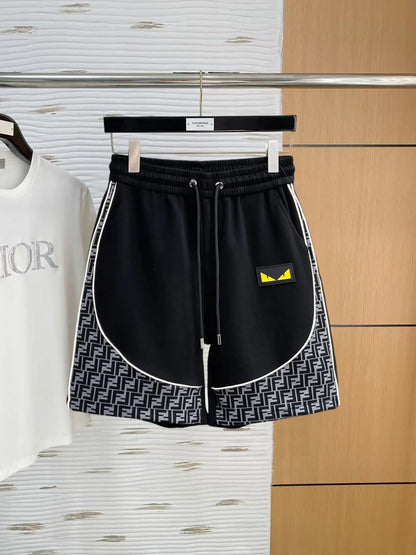 Spliced Monogram Patch Casual Shorts
