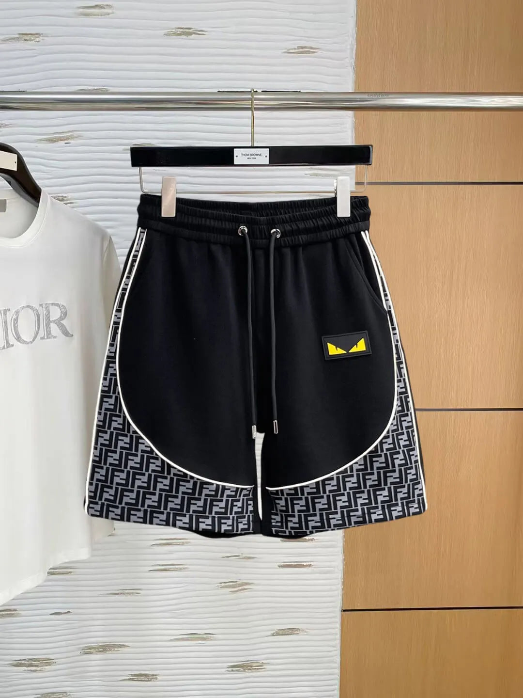 Spliced Monogram Patch Casual Shorts