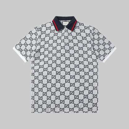 All‑Over Print Color‑Blocked Polo Shirt