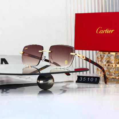 Scalloped Rimless Business Sunglasses