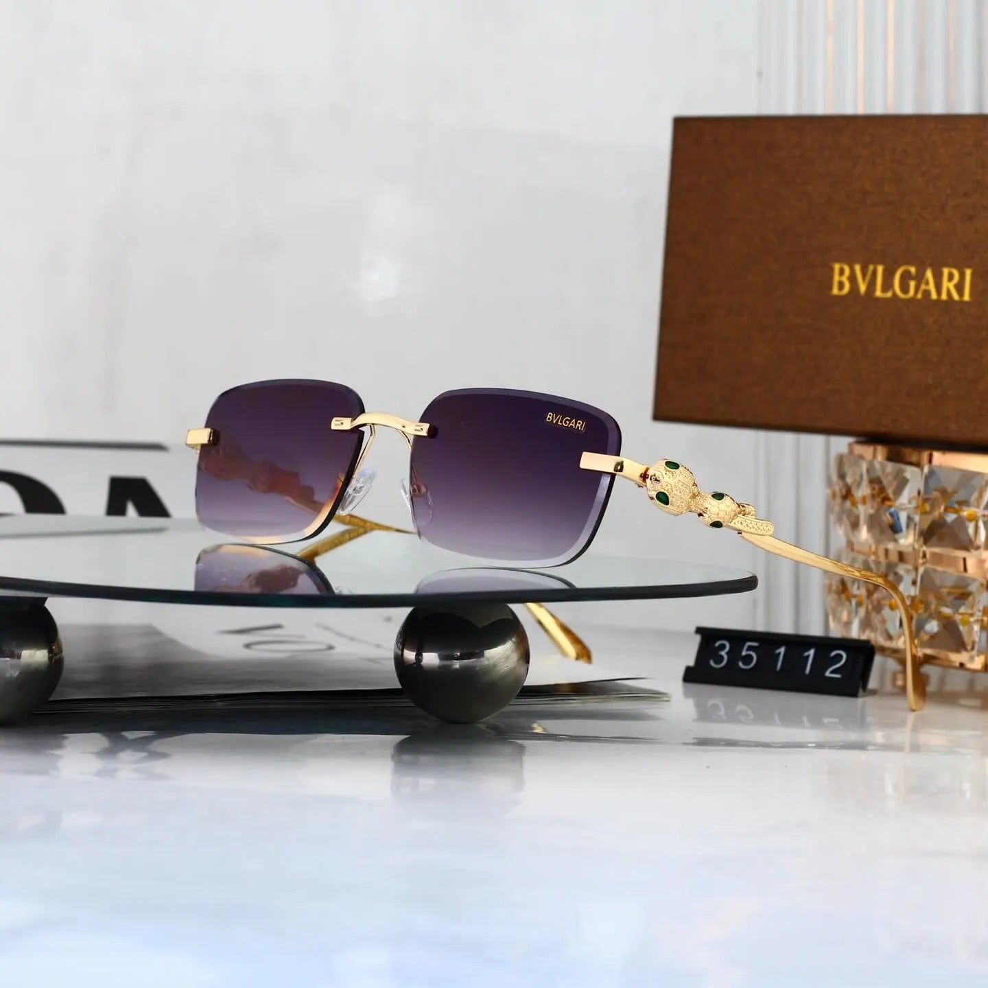 Business Rimless Rectangular Sunglasses