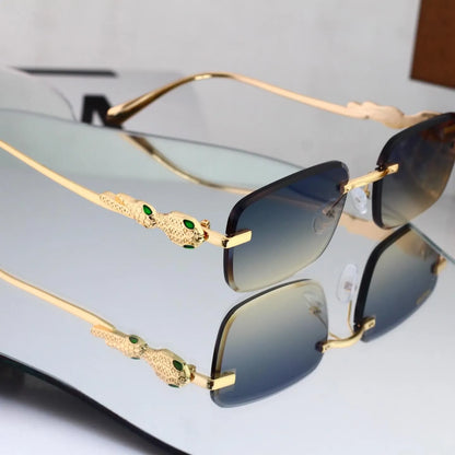 Business Rimless Rectangular Sunglasses