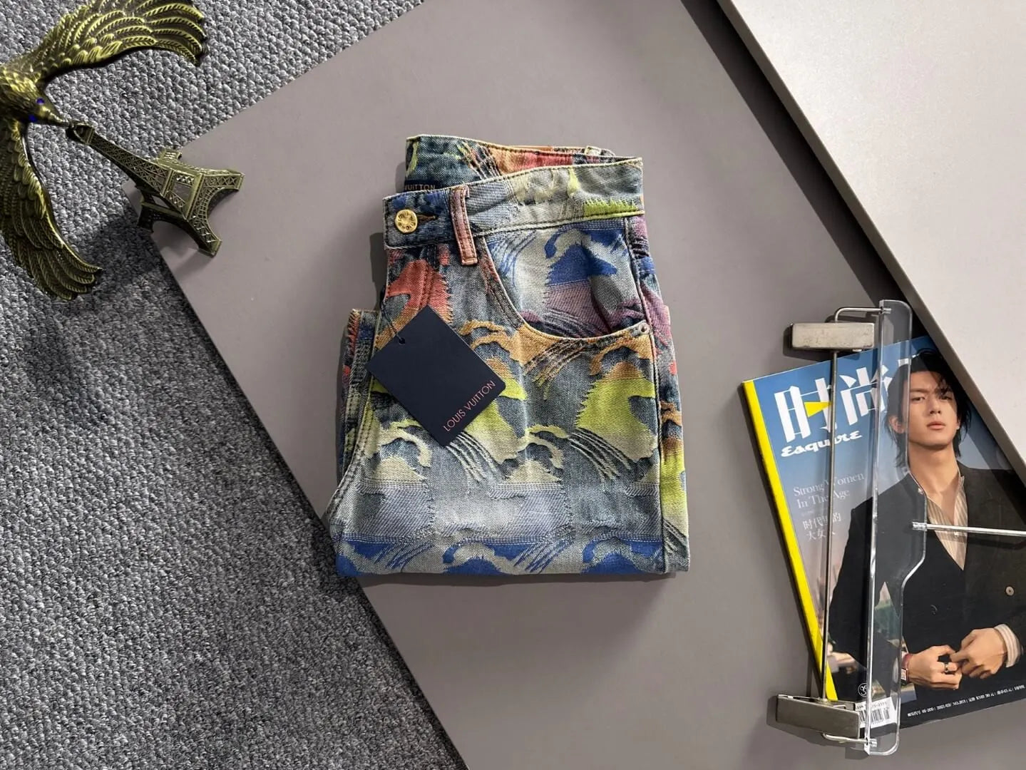 Colorful Horse Jacquard Denim Shorts