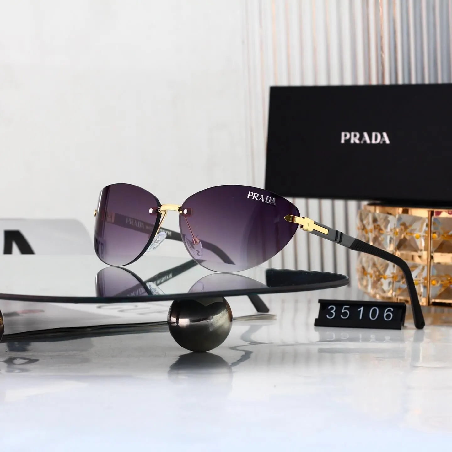Rimless Cat Eye Sunglasses
